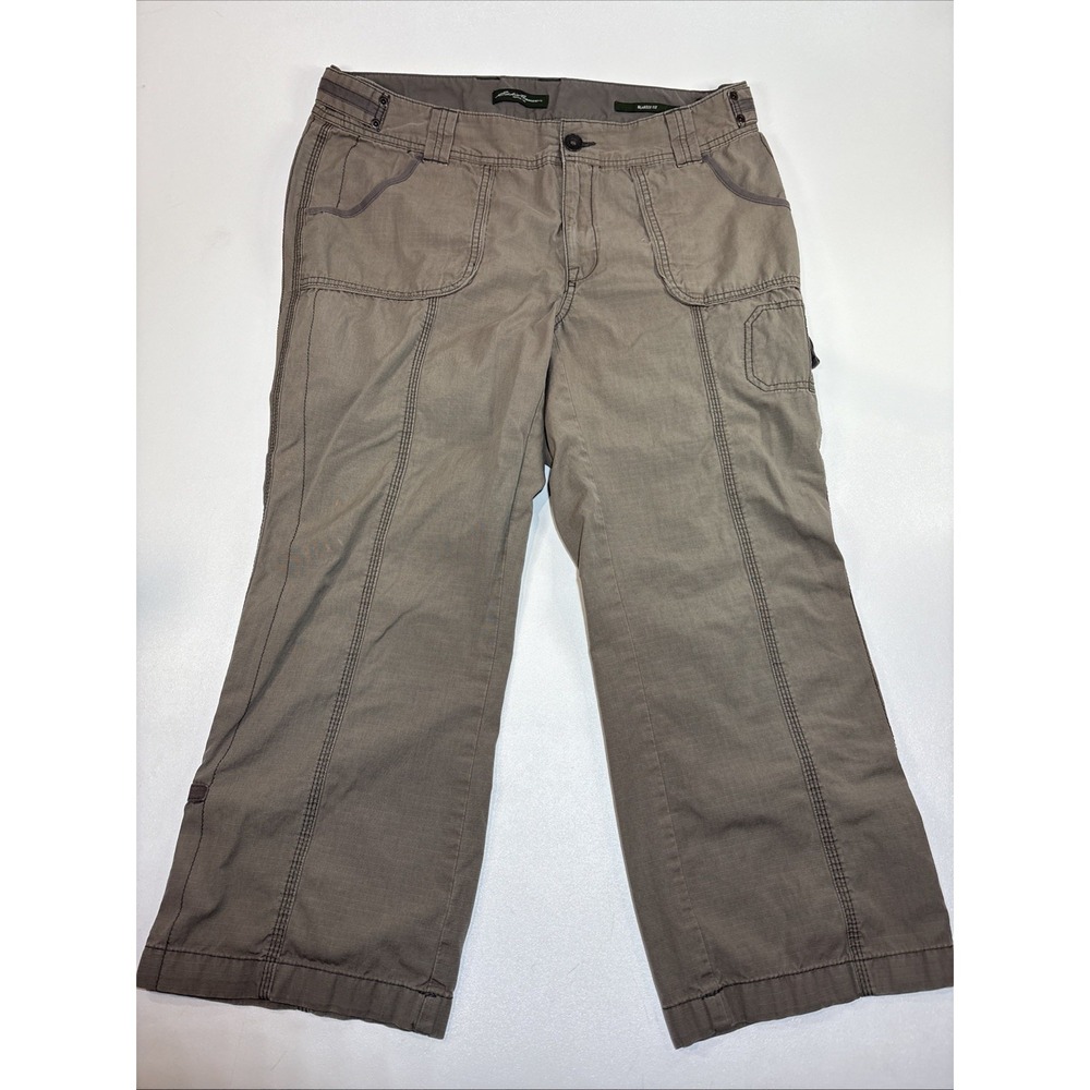 Eddie Bauer Travex Cropped Cargo Pants Women's Sz 12 (Fits 36X26) Hiking Brown